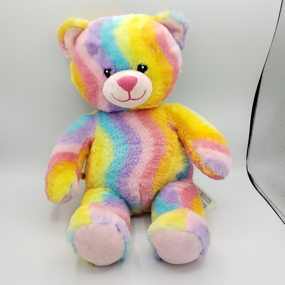 BUILD A BEAR‎ RAINBOW SWIRL TIE DYE BEAR-PLUSH SOFT & CUDDLY 17" TEDDY BEAR